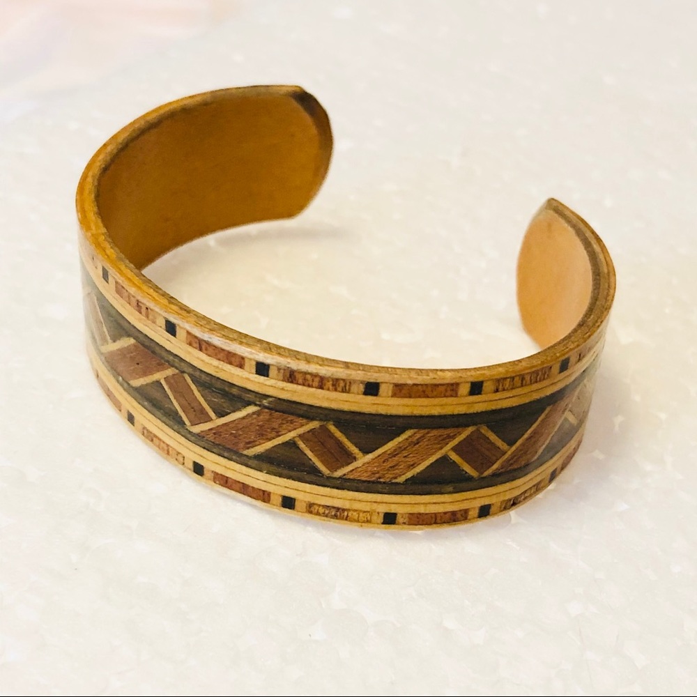Marquetry vintage cuff bracelet